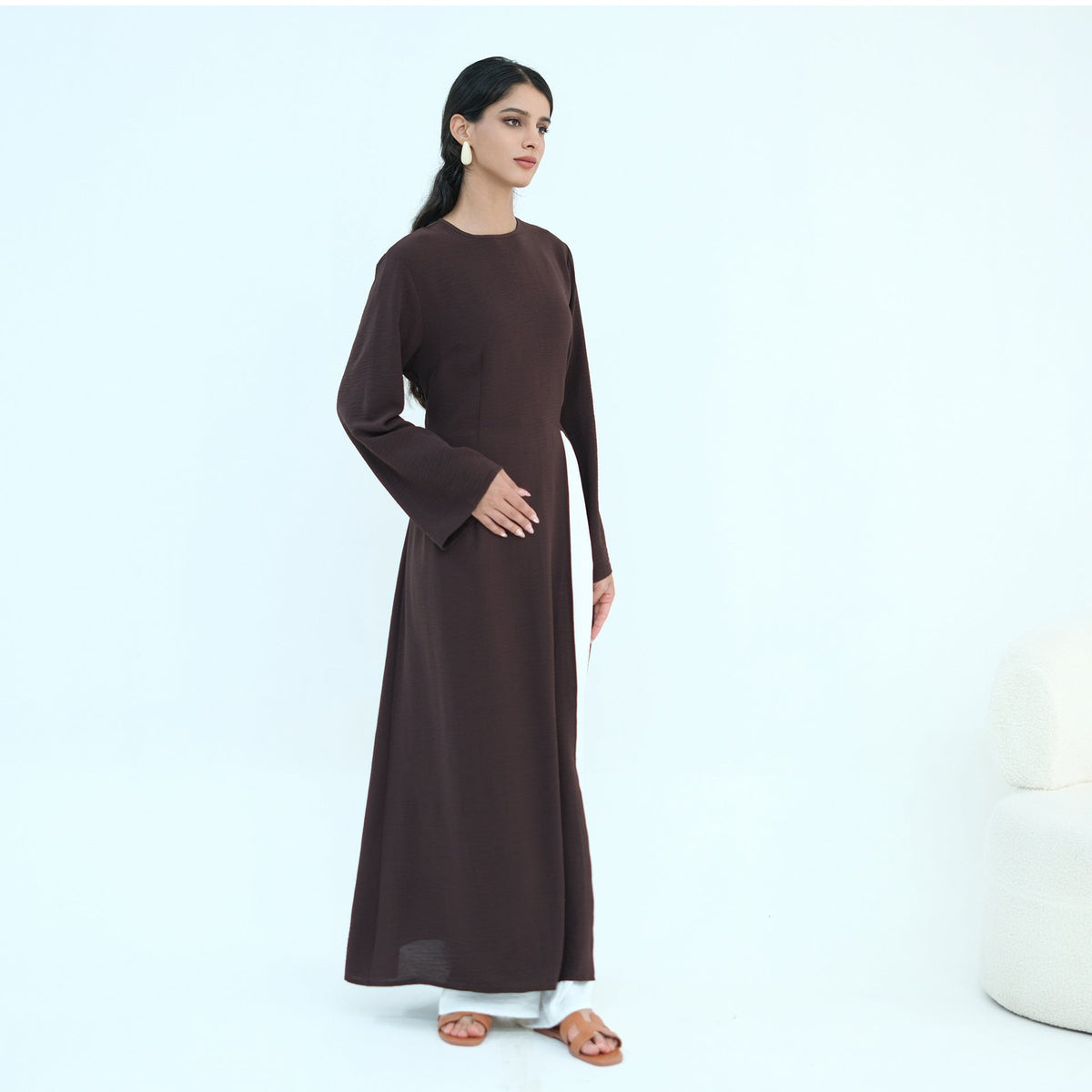 Textured Tie-Back Longline Tunic | Side-Slit Modest Top(MS573) - Mariam's Collection