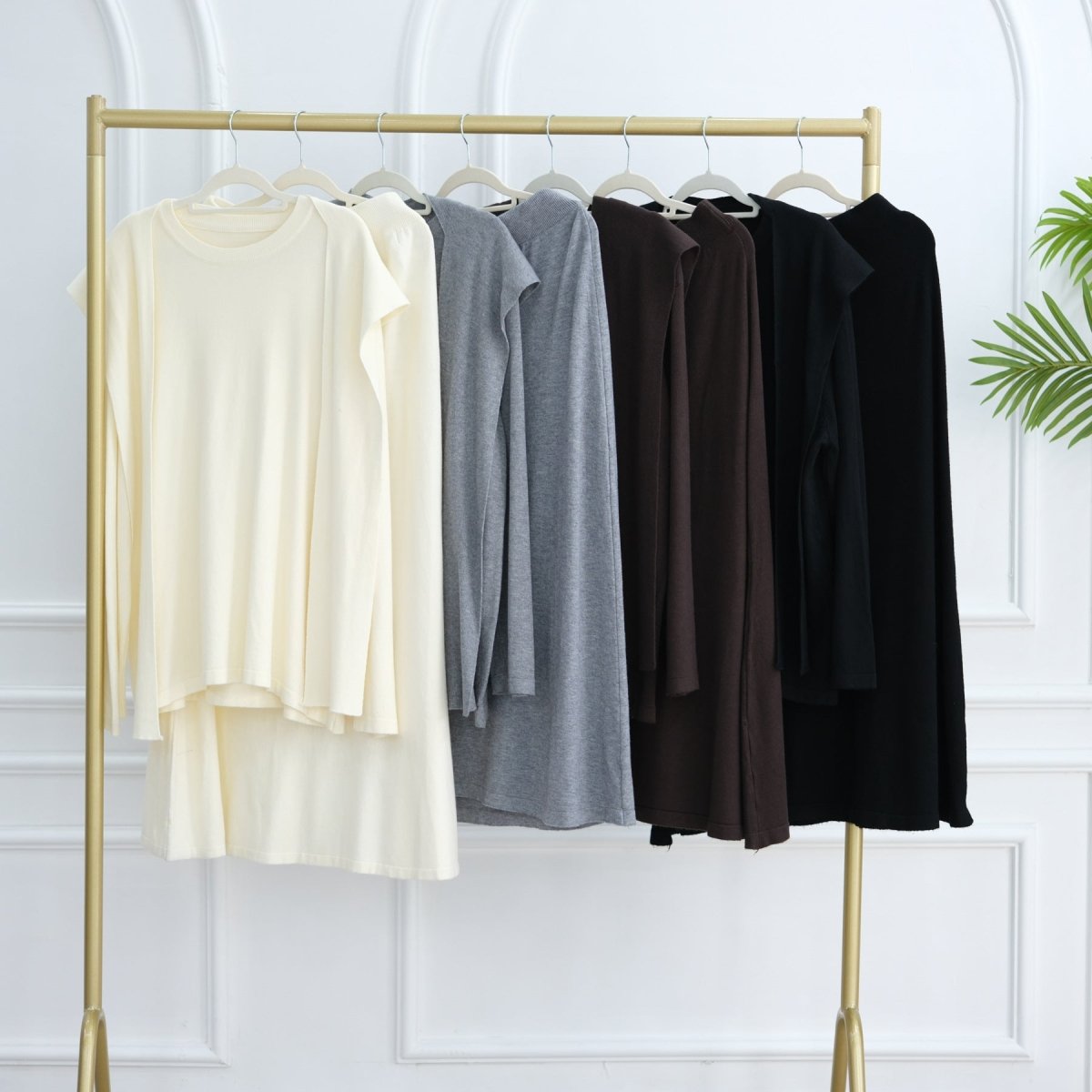 Thick Knit Hooded Sweatshirt & Skirt Set(MS176) - Mariam's Collection