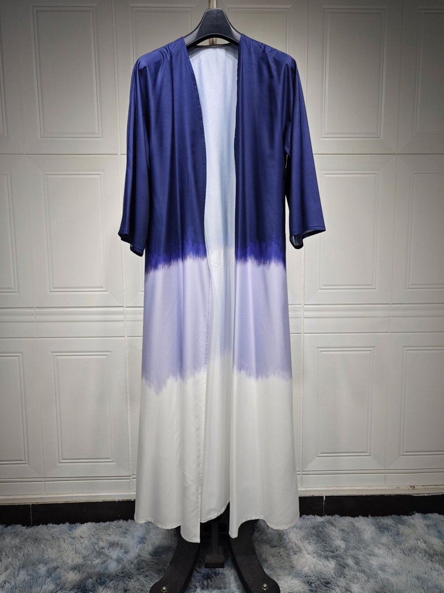 Tie - Dye Cape Cardigan Dress Abaya | Gradient Open Front Kimono Cover(MOA221) - Mariam's Collection
