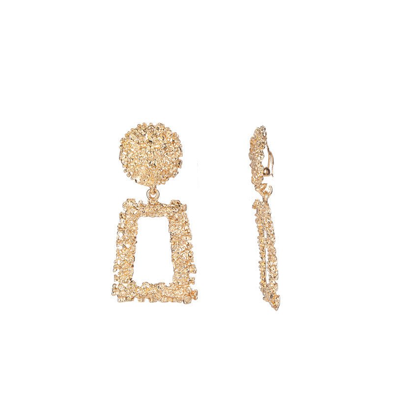 Trapezoid Dangle Earrings with Carved Texture (MAC322) - Mariam's Collection