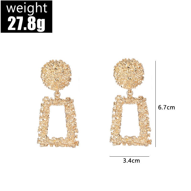 Trapezoid Dangle Earrings with Carved Texture (MAC322) - Mariam's Collection