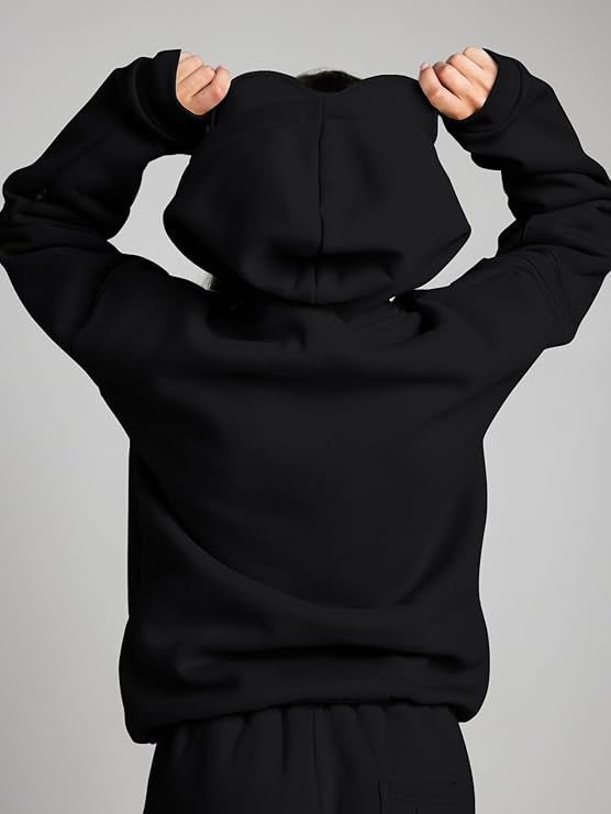 Travel Mode Eye Mask Hoodie | Oversized Pullover with Built - In Sleep Mask(MS209) - Mariam's Collection