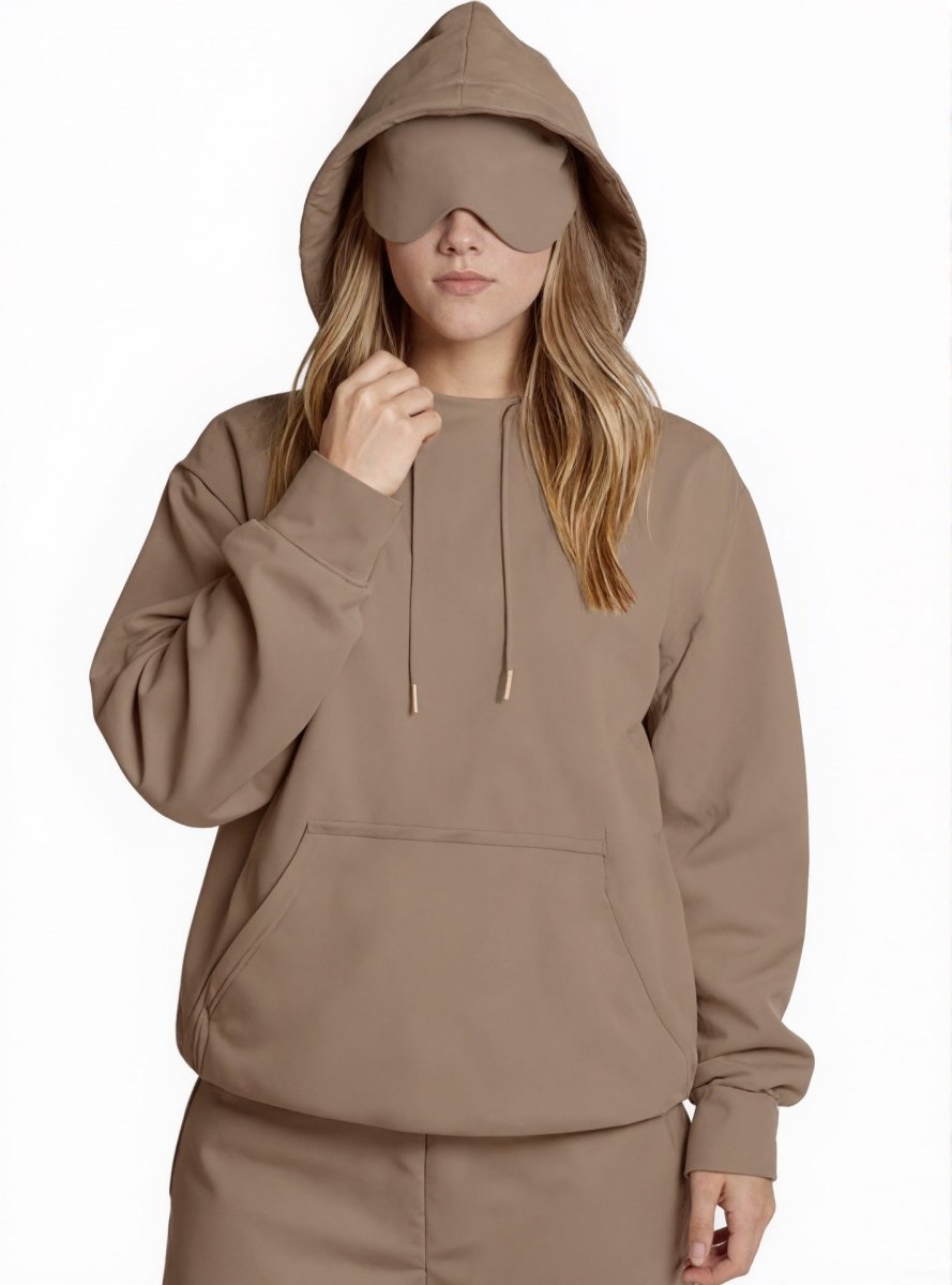 Travel Mode Eye Mask Hoodie | Oversized Pullover with Built - In Sleep Mask(MS209) - Mariam's Collection