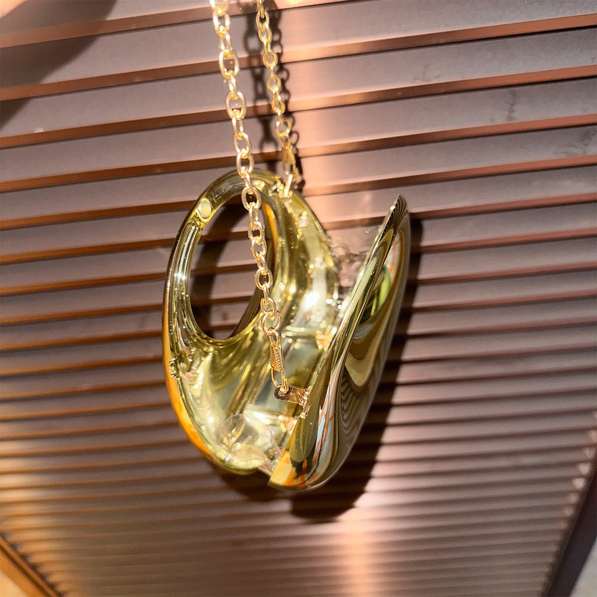 Trendy Acrylic Handbag for Women - Shiny Metal Crossbody/Shoulder Tote (Mini Crescent Design)(MAC239) - Mariam's Collection