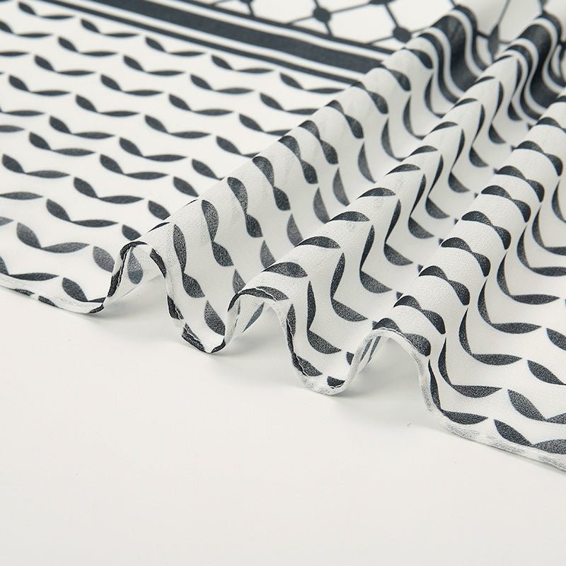 Trendy Women's Chiffon Keffiyeh Scarf with Print – Perfect for Summer, Travel & Islamic Modest Fashion(MH110) - Mariam's Collection