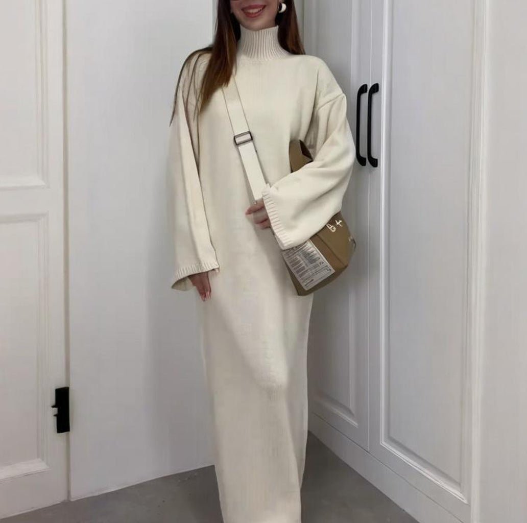 Turtleneck Knit Maxi Dress – Winter Modest Maxi Dress