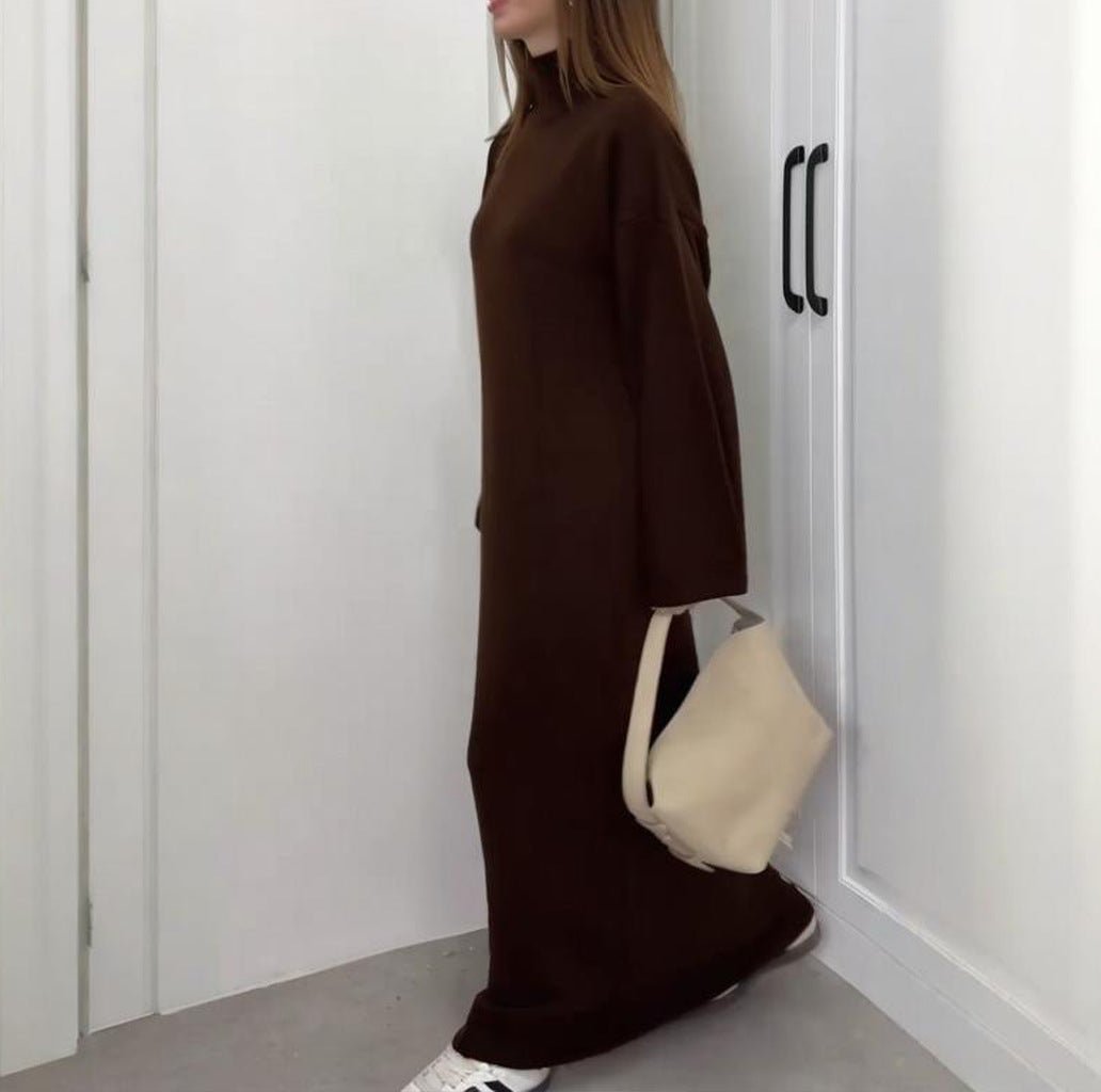 Turtleneck Knit Maxi Dress – Winter Modest Maxi Dress