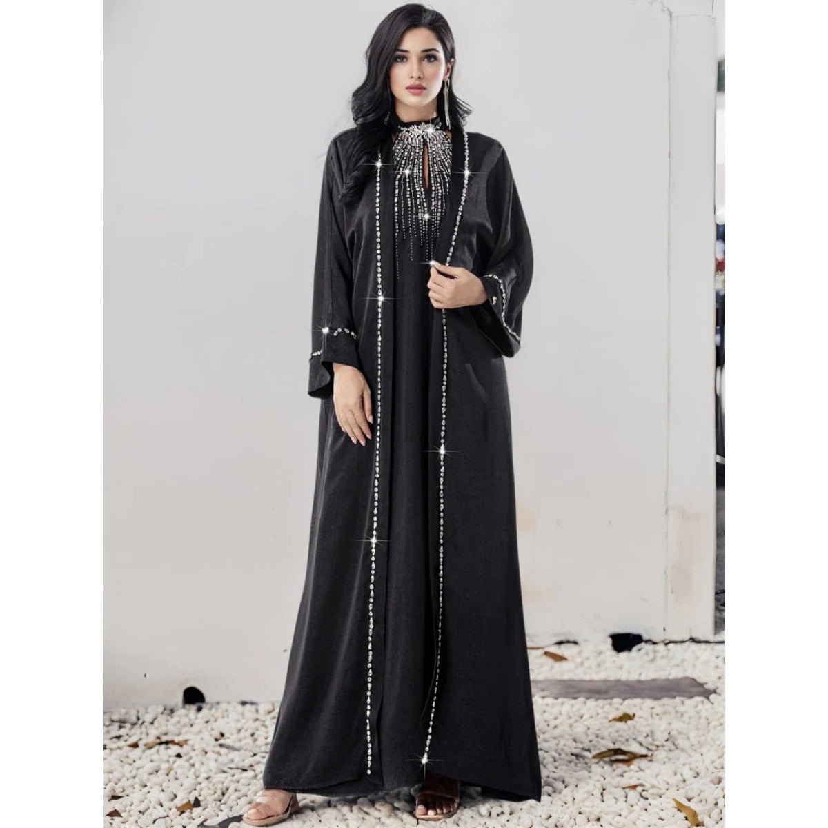 Two - Piece Kaftan Fashion Hand - Stitched Diamond Dress.(MOA150) - Mariam's Collection