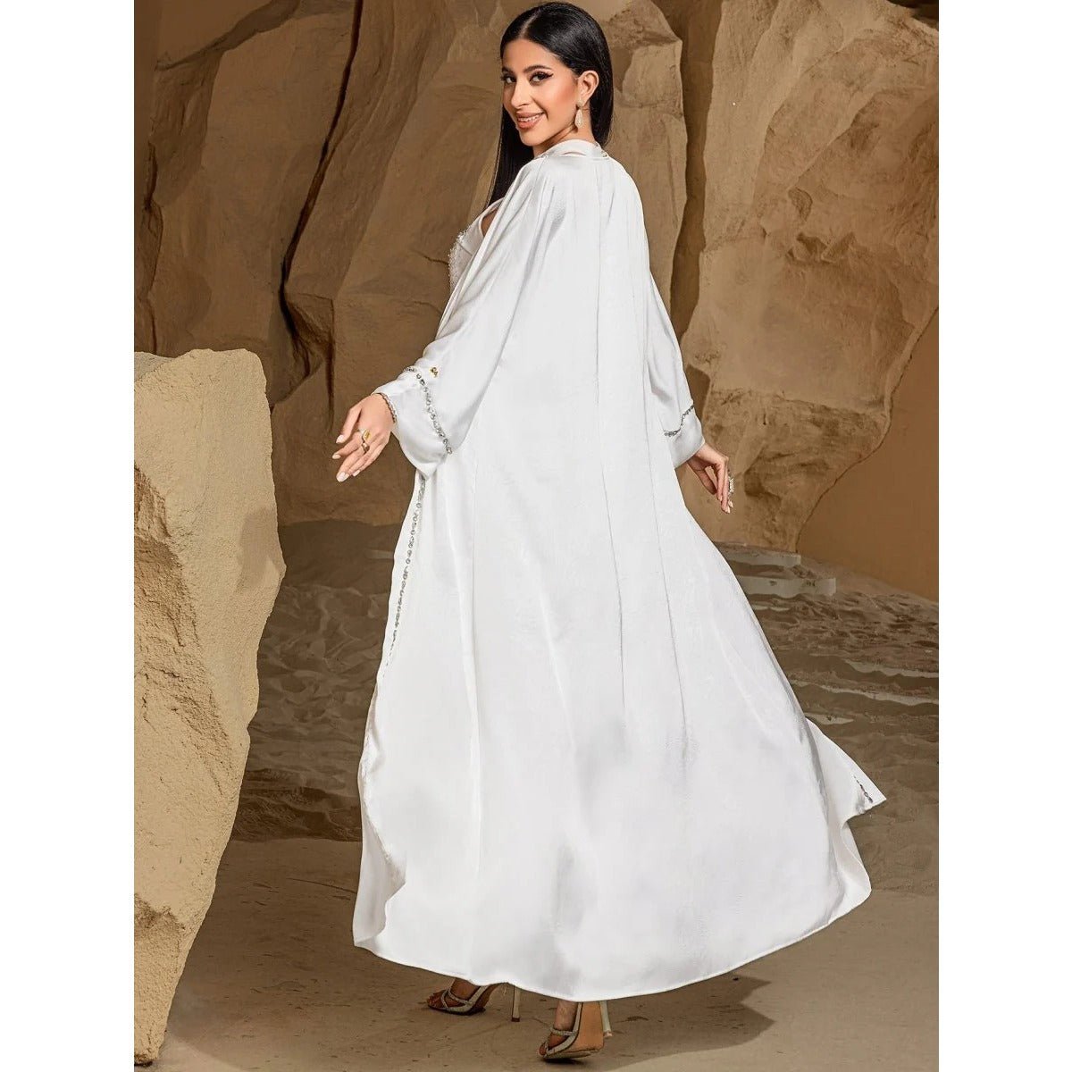 Two - Piece Kaftan Fashion Hand - Stitched Diamond Dress.(MOA150) - Mariam's Collection