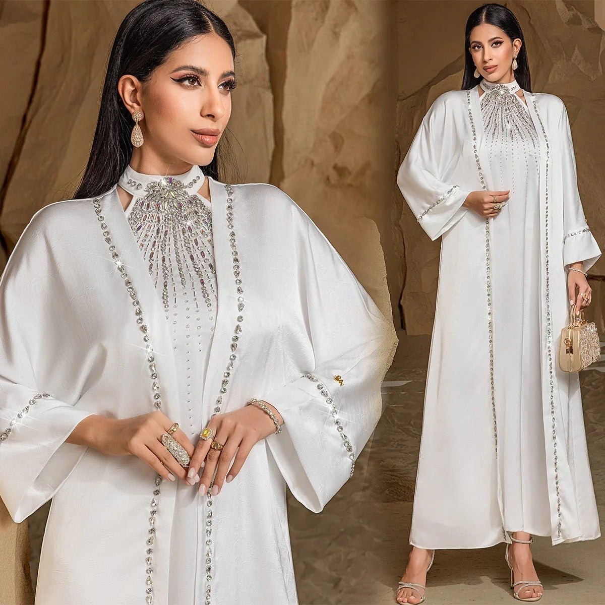 Two - Piece Kaftan Fashion Hand - Stitched Diamond Dress.(MOA150) - Mariam's Collection