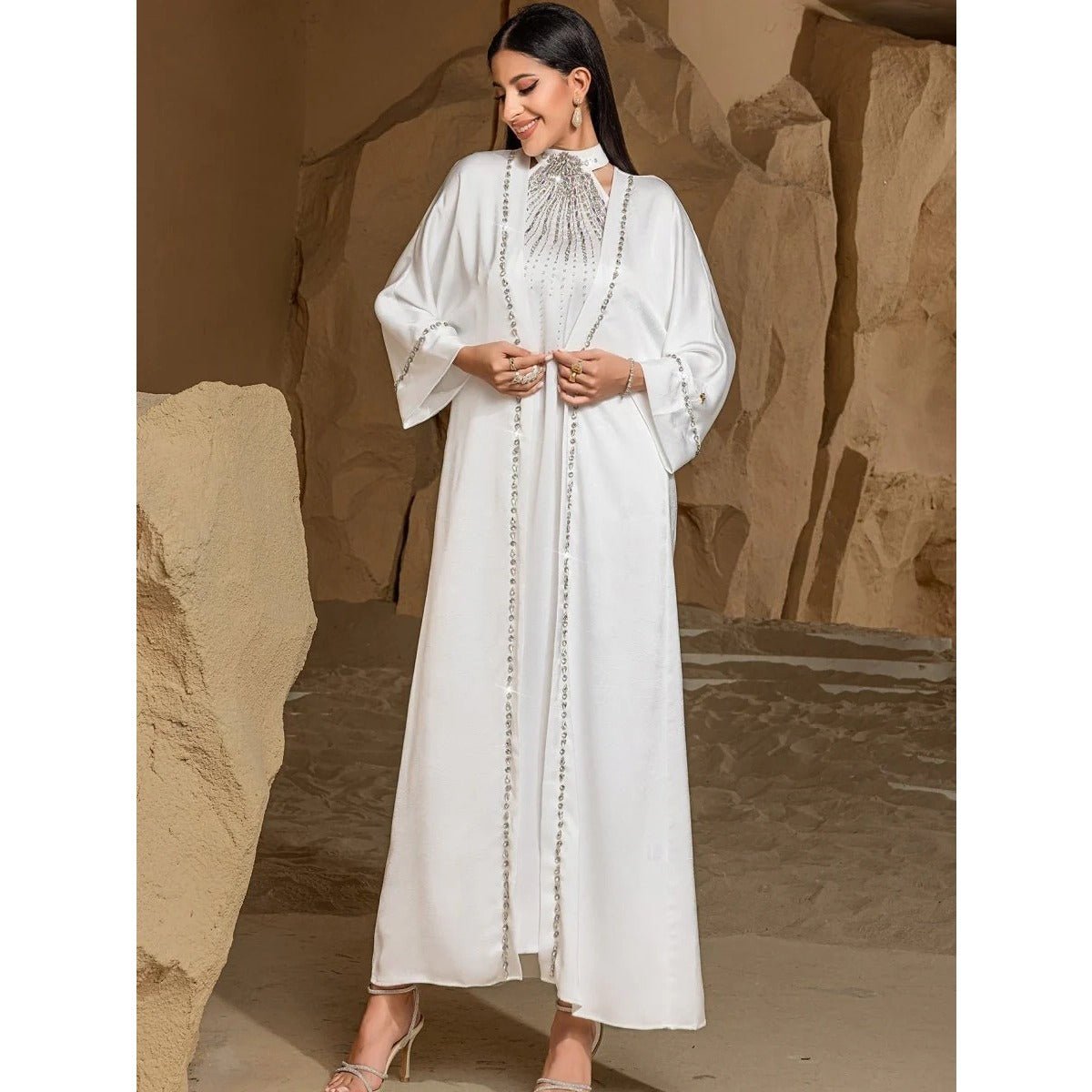 Two - Piece Kaftan Fashion Hand - Stitched Diamond Dress.(MOA150) - Mariam's Collection