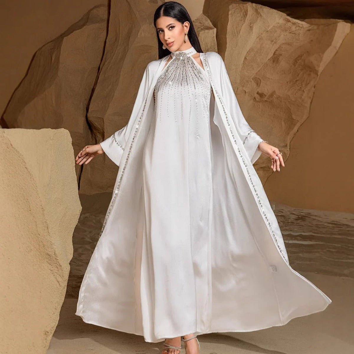 Two - Piece Kaftan Fashion Hand - Stitched Diamond Dress.(MOA150) - Mariam's Collection