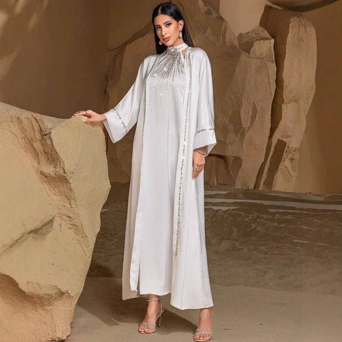 Two - Piece Kaftan Fashion Hand - Stitched Diamond Dress.(MOA150) - Mariam's Collection