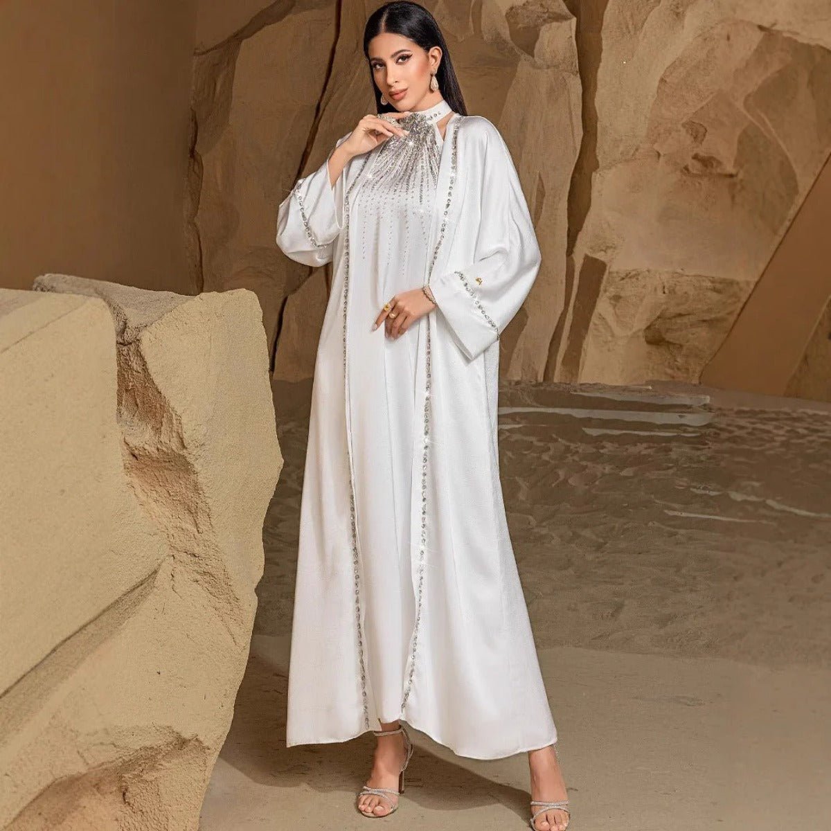 Two - Piece Kaftan Fashion Hand - Stitched Diamond Dress.(MOA150) - Mariam's Collection