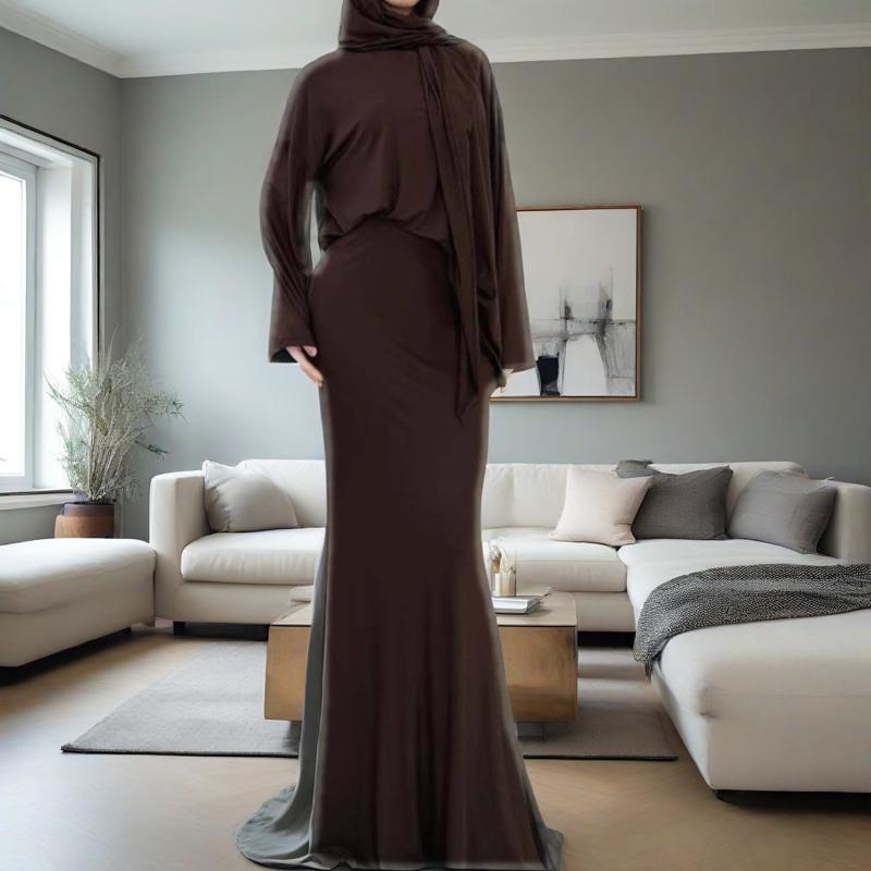 Complete modest outfit with built-in headcover and coordinated pieces