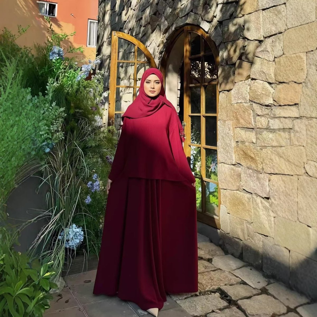 Two-Piece Tunic & Maxi Skirt Set with Pockets — Practical Modest Co-Ord