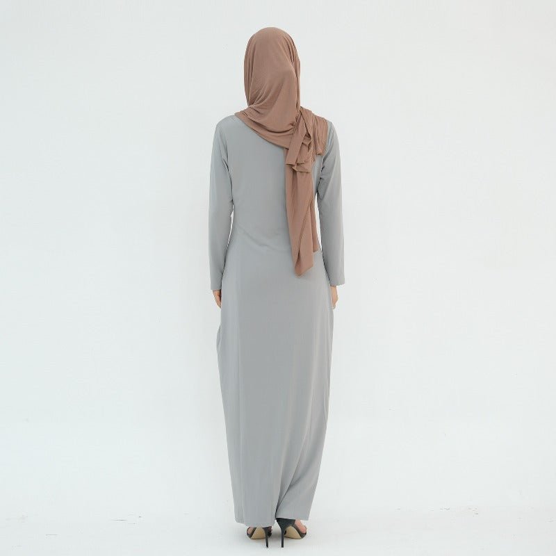 Ultra Long Milk Silk Soft Layering Essential Base Dress | Round Neck Pullover Maxi Underdress(MA319) - Mariam's Collection