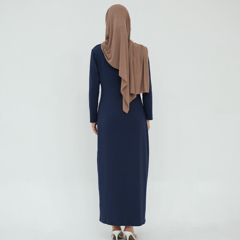 Ultra Long Milk Silk Soft Layering Essential Base Dress | Round Neck Pullover Maxi Underdress(MA319) - Mariam's Collection