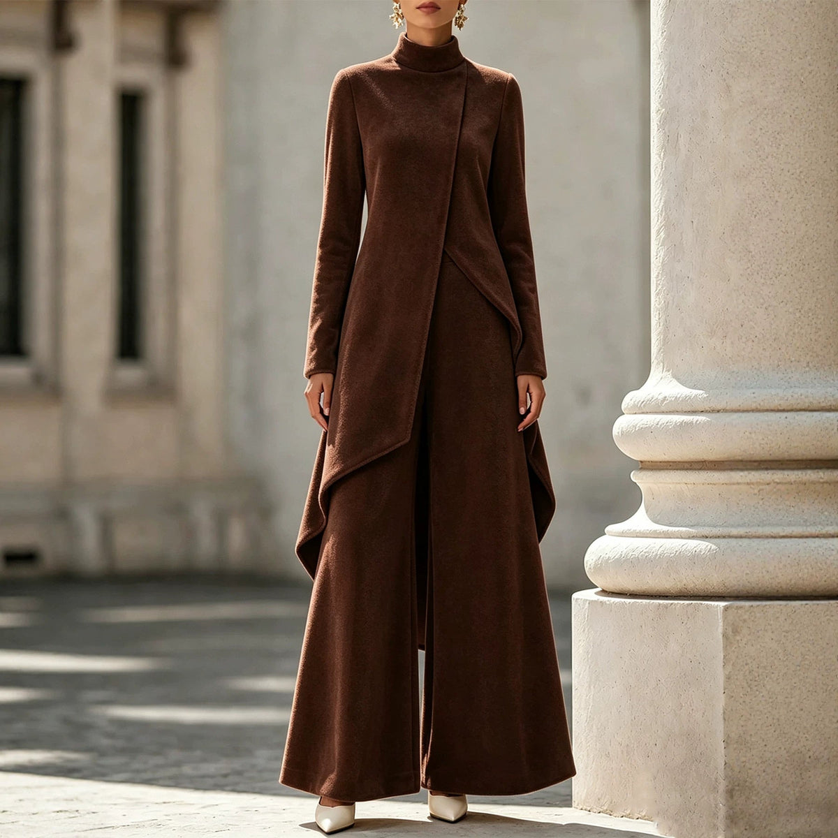 Velvet-Look Asymmetric Two-Piece Set(MS564) - Mariam's Collection