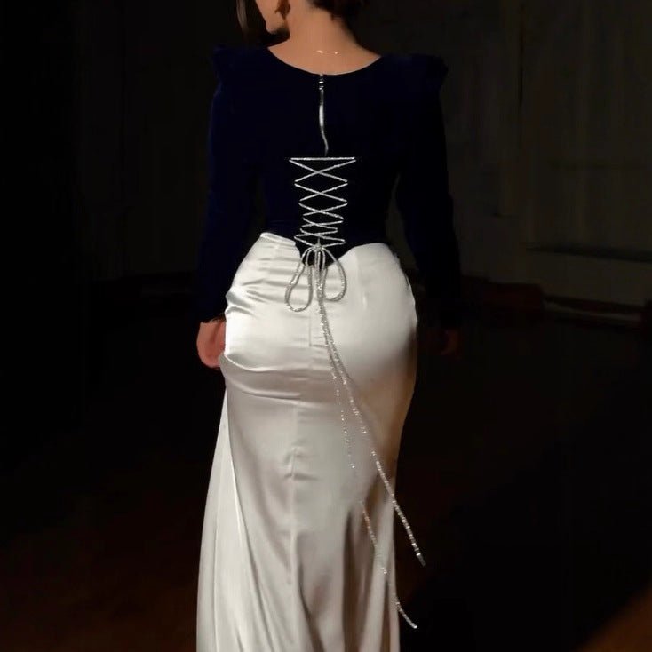 Velvet & Satin Two - Piece Evening Set(MS281) - Mariam's Collection