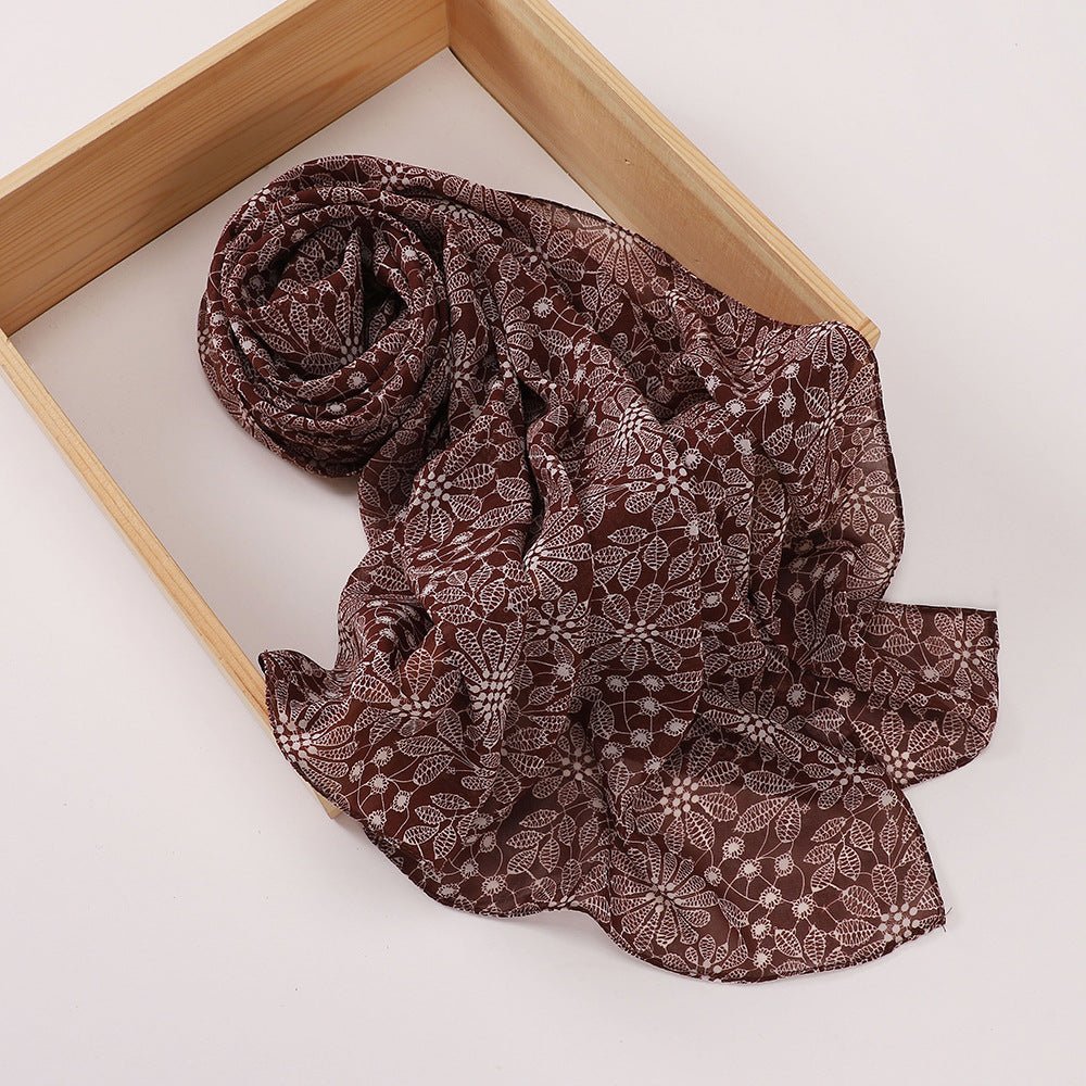 Versatile Chiffon Printed Floral Scarf Hijab (MH183) - Mariam's Collection