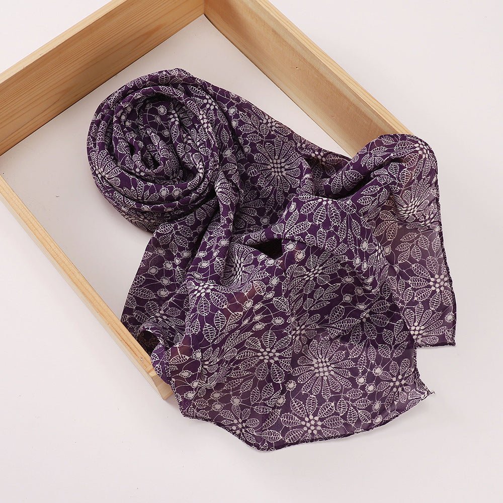 Versatile Chiffon Printed Floral Scarf Hijab (MH183) - Mariam's Collection