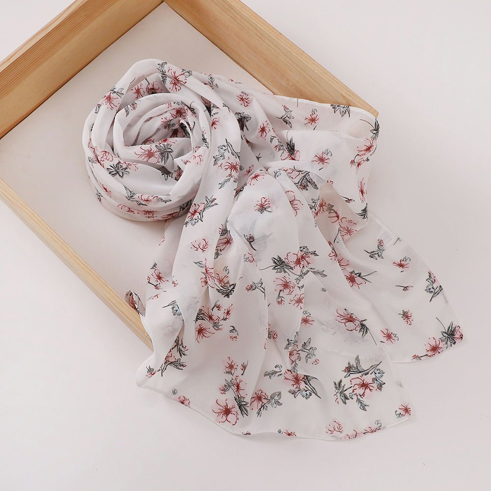 Versatile Chiffon Printed Floral Scarf Hijab (MH183) - Mariam's Collection
