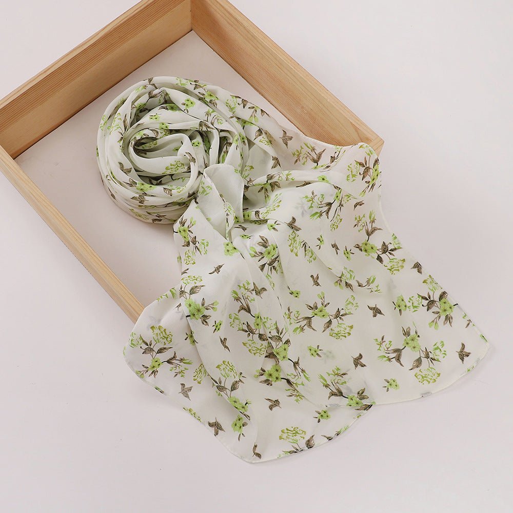 Versatile Chiffon Printed Floral Scarf Hijab (MH183) - Mariam's Collection