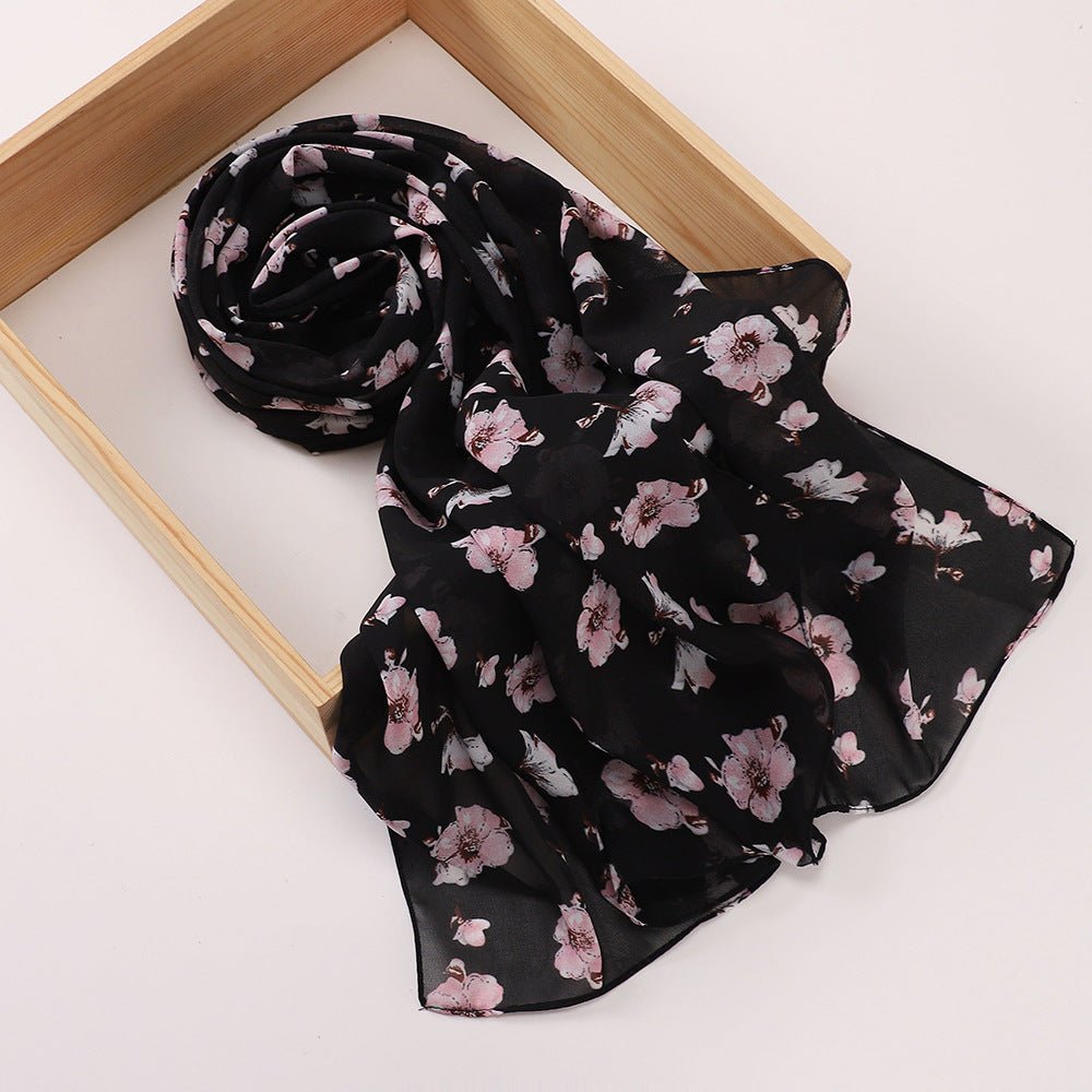 Versatile Chiffon Printed Floral Scarf Hijab (MH183) - Mariam's Collection