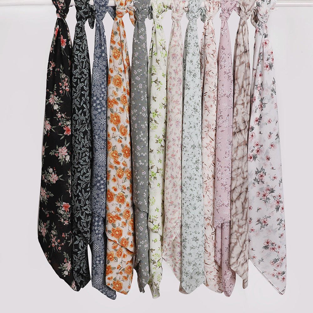 Versatile Chiffon Printed Floral Scarf Hijab (MH183) - Mariam's Collection