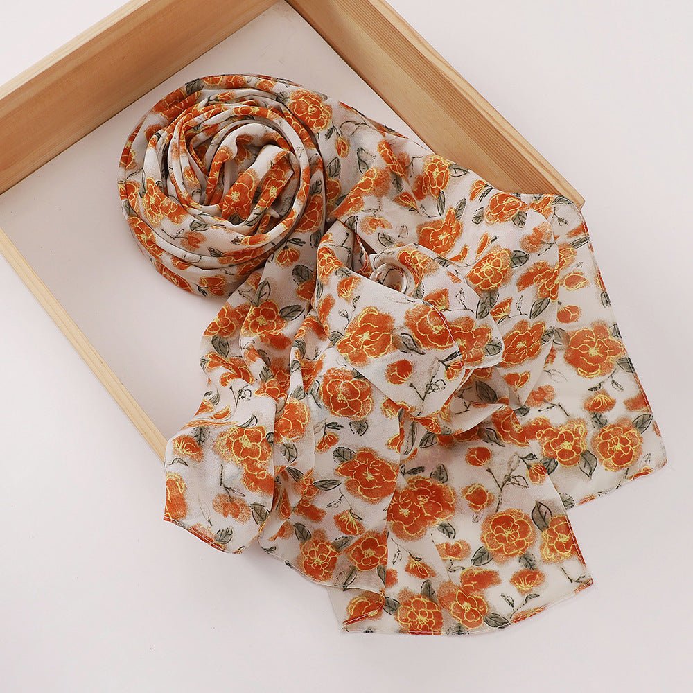 Versatile Chiffon Printed Floral Scarf Hijab (MH183) - Mariam's Collection
