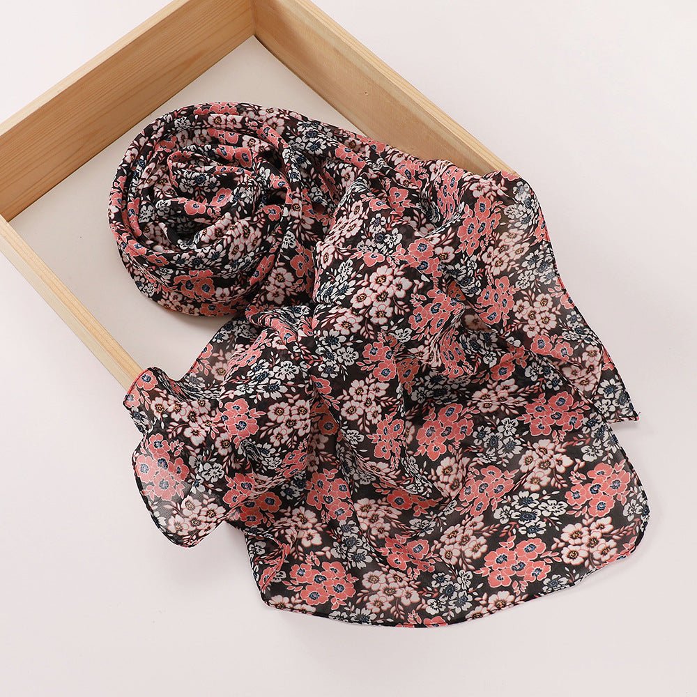 Versatile Chiffon Printed Floral Scarf Hijab (MH183) - Mariam's Collection