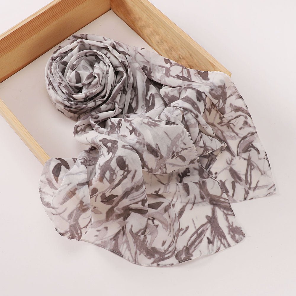 Versatile Chiffon Printed Floral Scarf Hijab (MH183) - Mariam's Collection