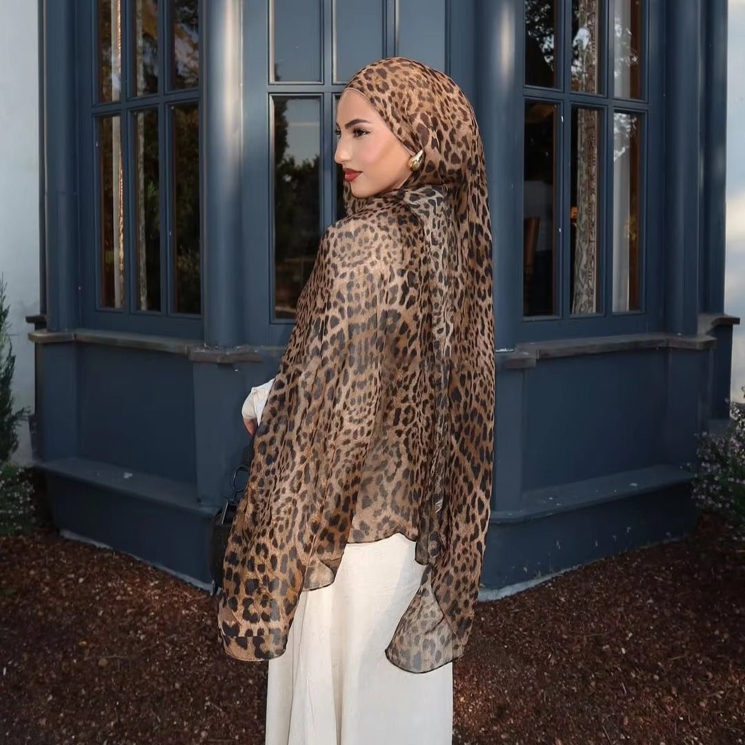 Versatile Leopard Print Fashionable Hijab (MH164) - Mariam's Collection