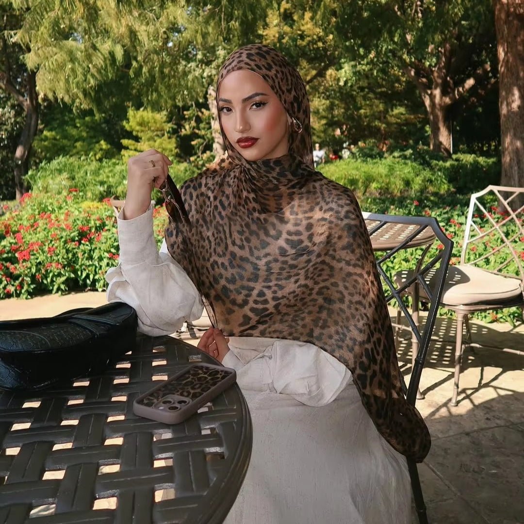 Versatile Leopard Print Fashionable Hijab (MH164) - Mariam's Collection