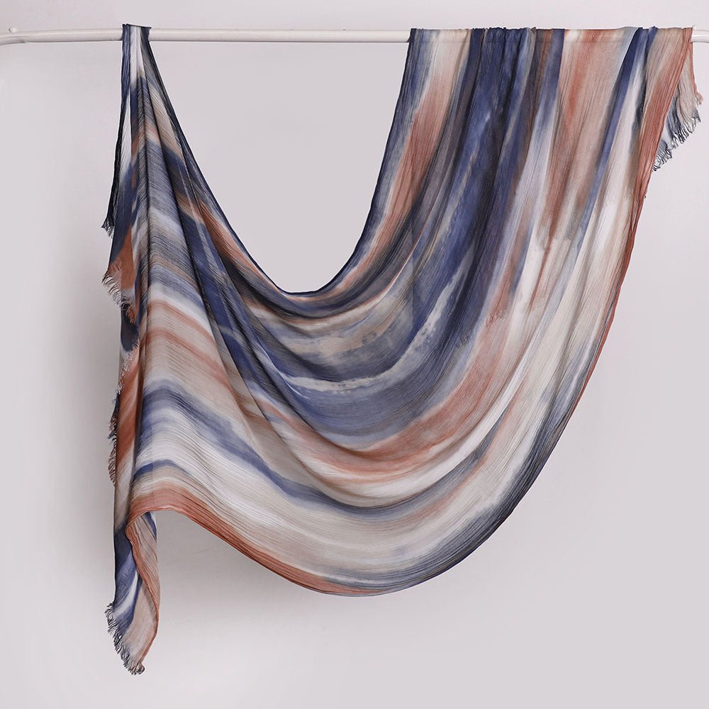 Versatile Printed Striped Pleated Shawl Hijab (MH180) - Mariam's Collection