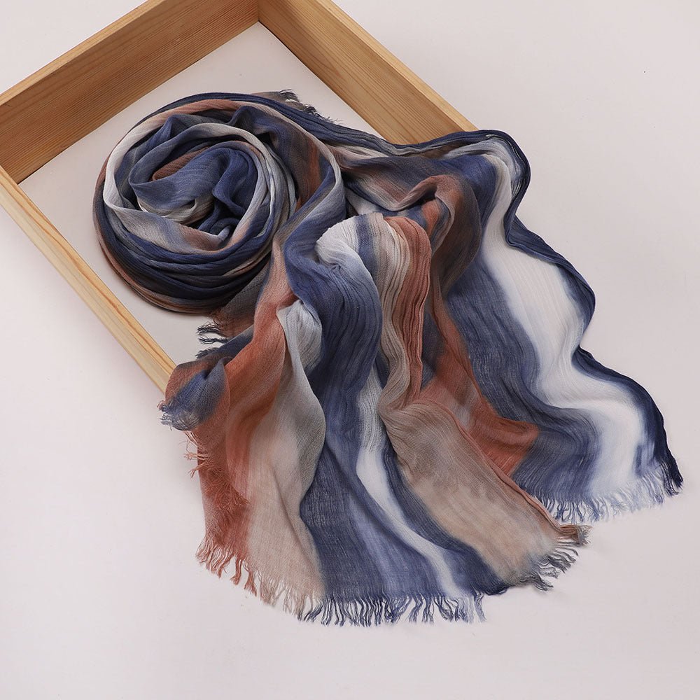 Versatile Printed Striped Pleated Shawl Hijab (MH180) - Mariam's Collection