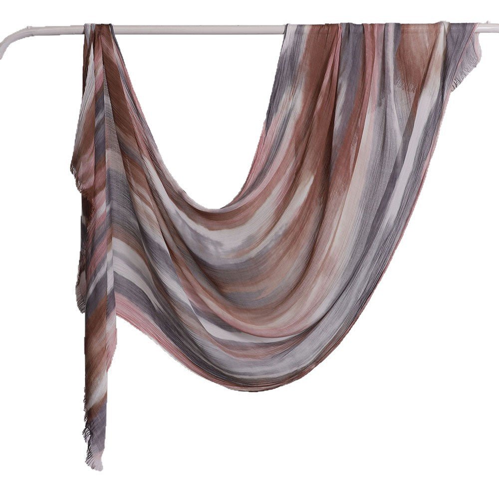 Versatile Printed Striped Pleated Shawl Hijab (MH180) - Mariam's Collection