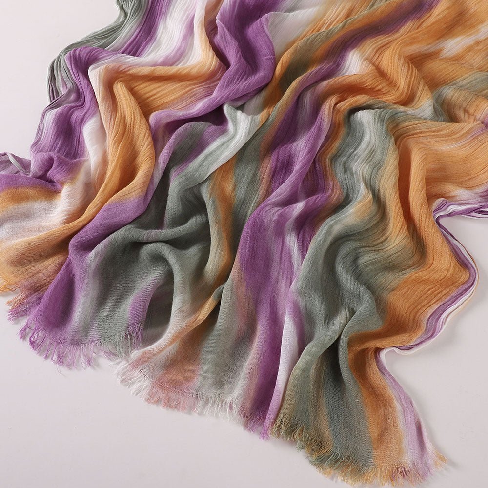 Versatile Printed Striped Pleated Shawl Hijab (MH180) - Mariam's Collection