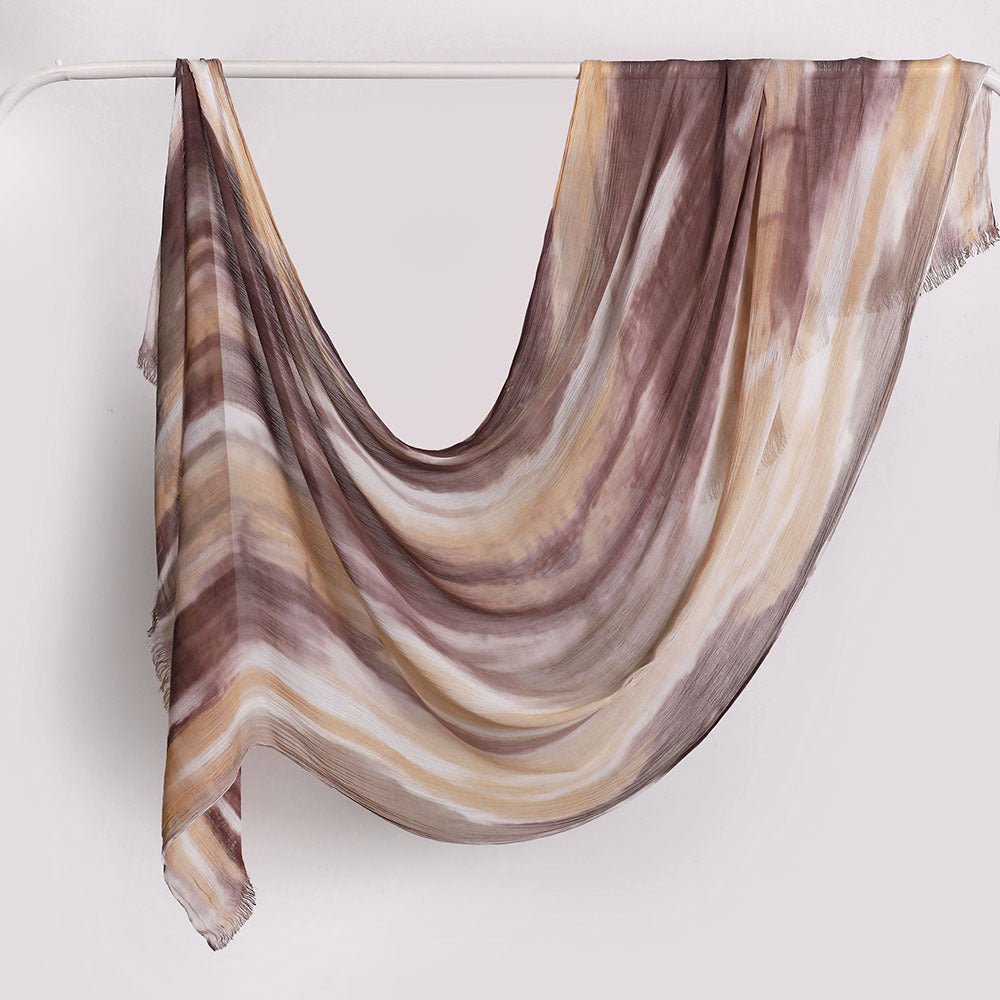 Versatile Printed Striped Pleated Shawl Hijab (MH180) - Mariam's Collection