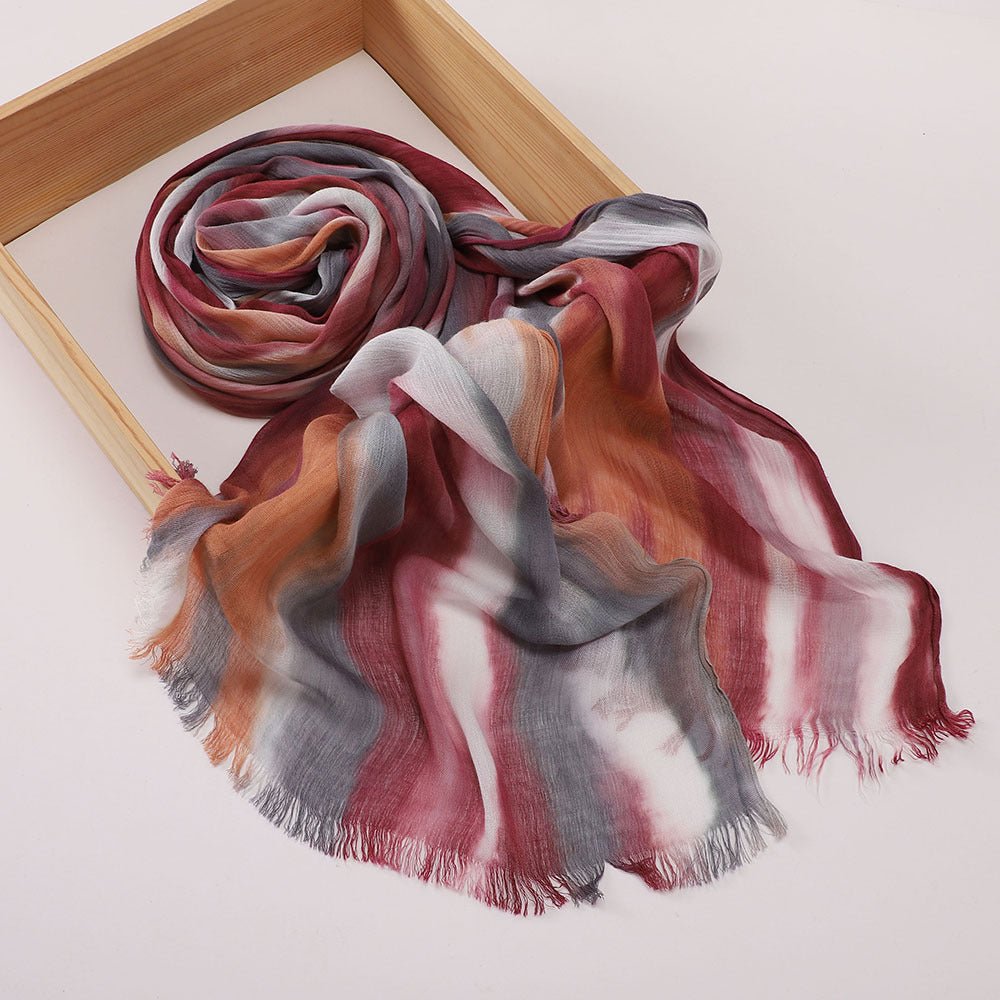 Versatile Printed Striped Pleated Shawl Hijab (MH180) - Mariam's Collection