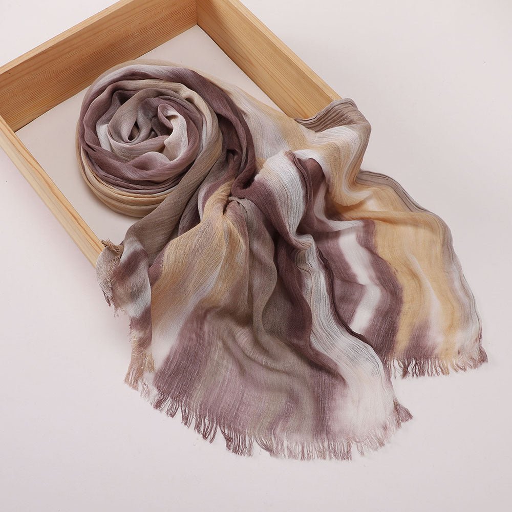 Versatile Printed Striped Pleated Shawl Hijab (MH180) - Mariam's Collection
