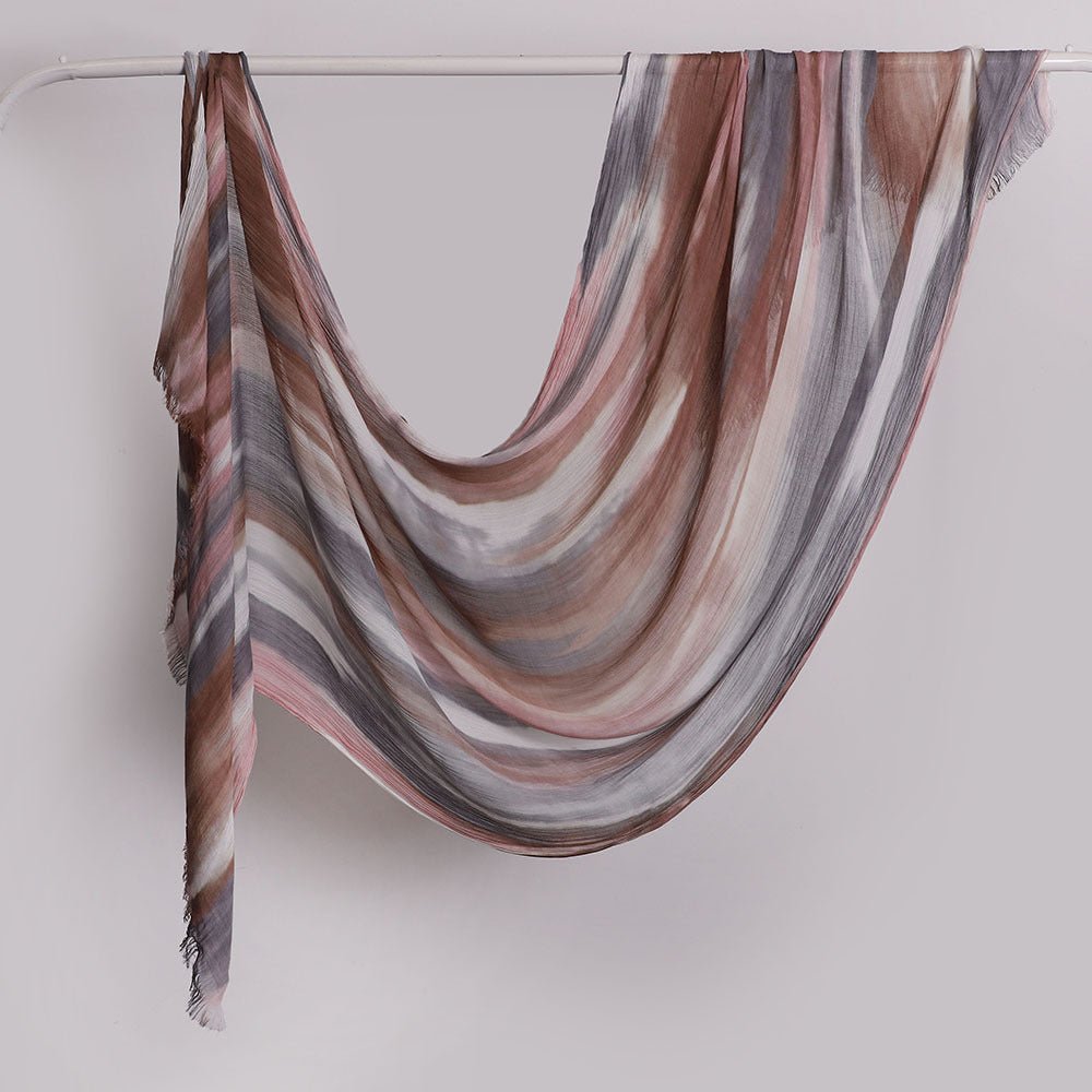 Versatile Printed Striped Pleated Shawl Hijab (MH180) - Mariam's Collection