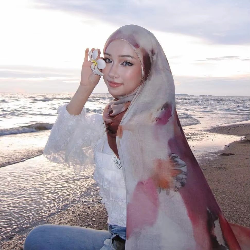 Versatile Watercolor Print Headscarf Hijab Collection (MH166) - Mariam's Collection