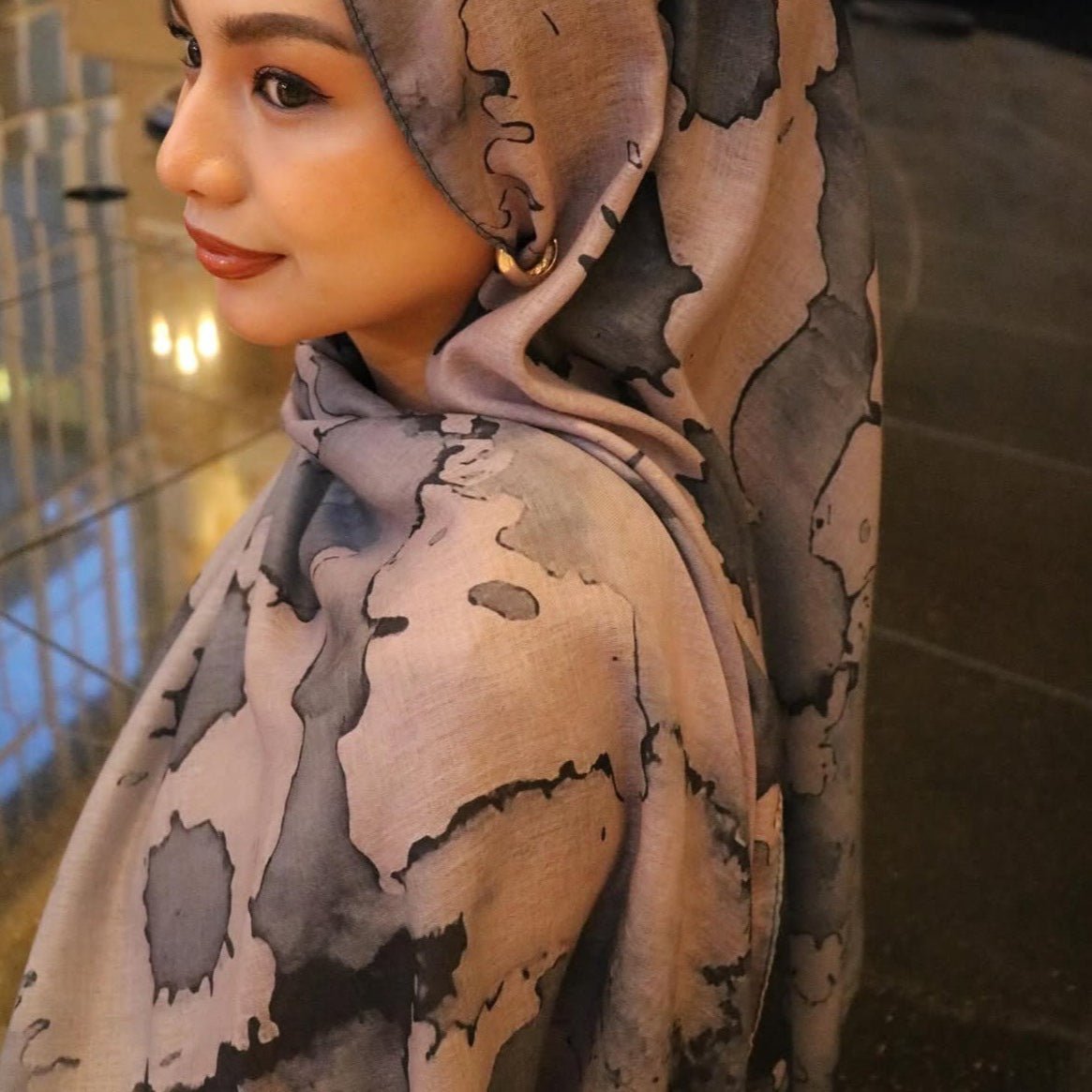 Versatile Watercolor Print Headscarf Hijab Collection (MH166) - Mariam's Collection