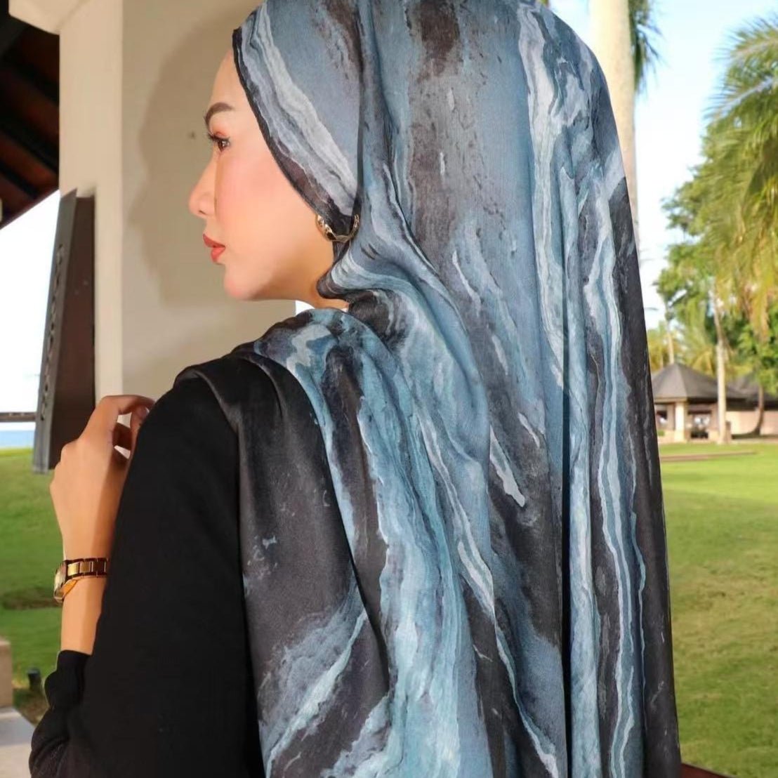 Versatile Watercolor Print Headscarf Hijab Collection (MH166) - Mariam's Collection