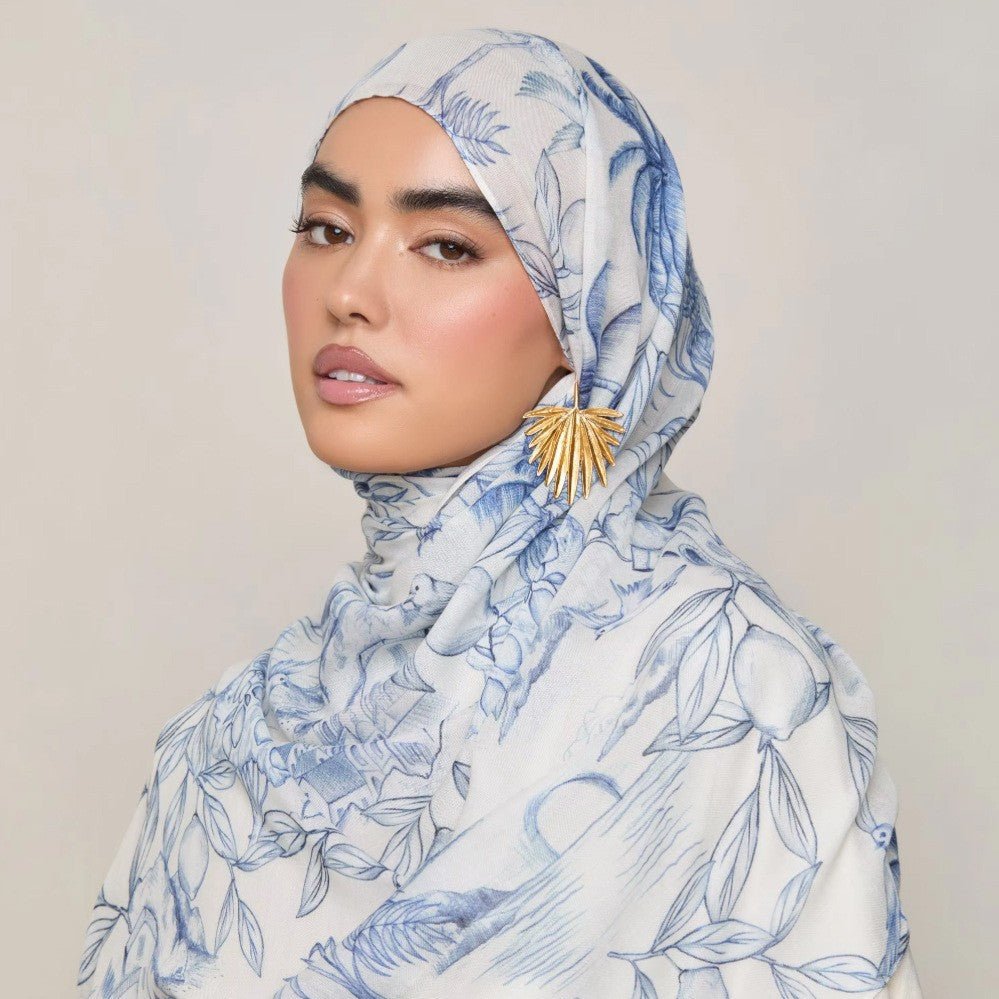 Versatile Watercolor Print Headscarf Soft Breathable Hijab (MH165) - Mariam's Collection