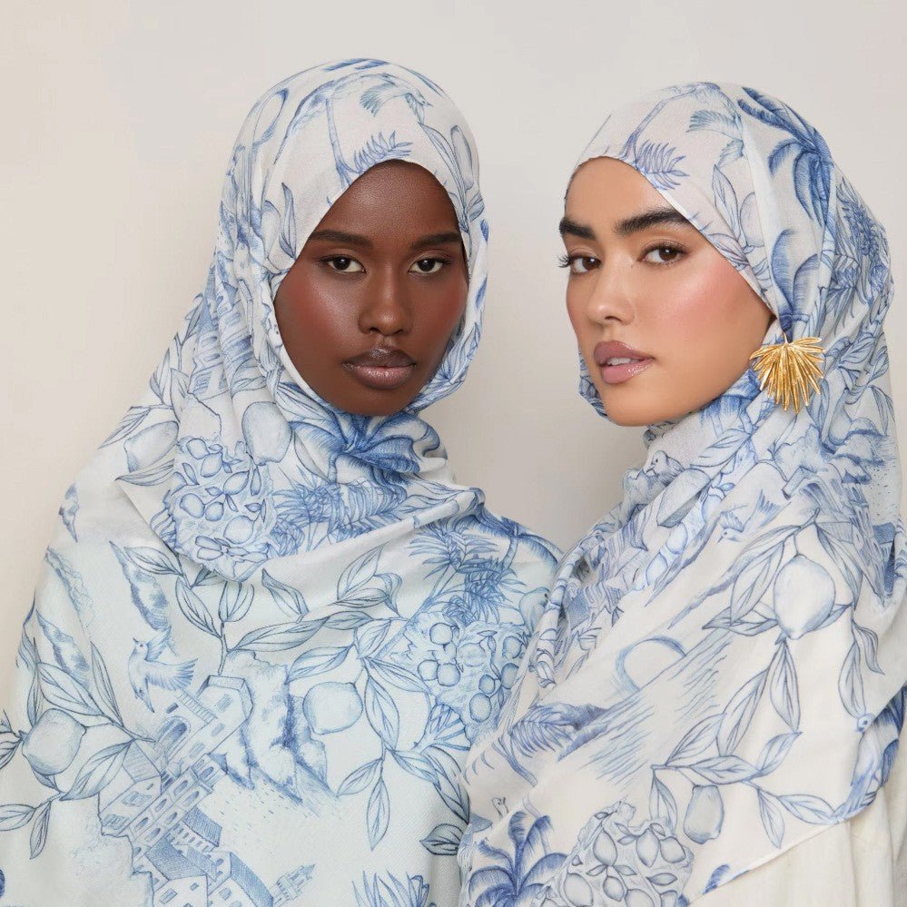 Versatile Watercolor Print Headscarf Soft Breathable Hijab (MH165) - Mariam's Collection