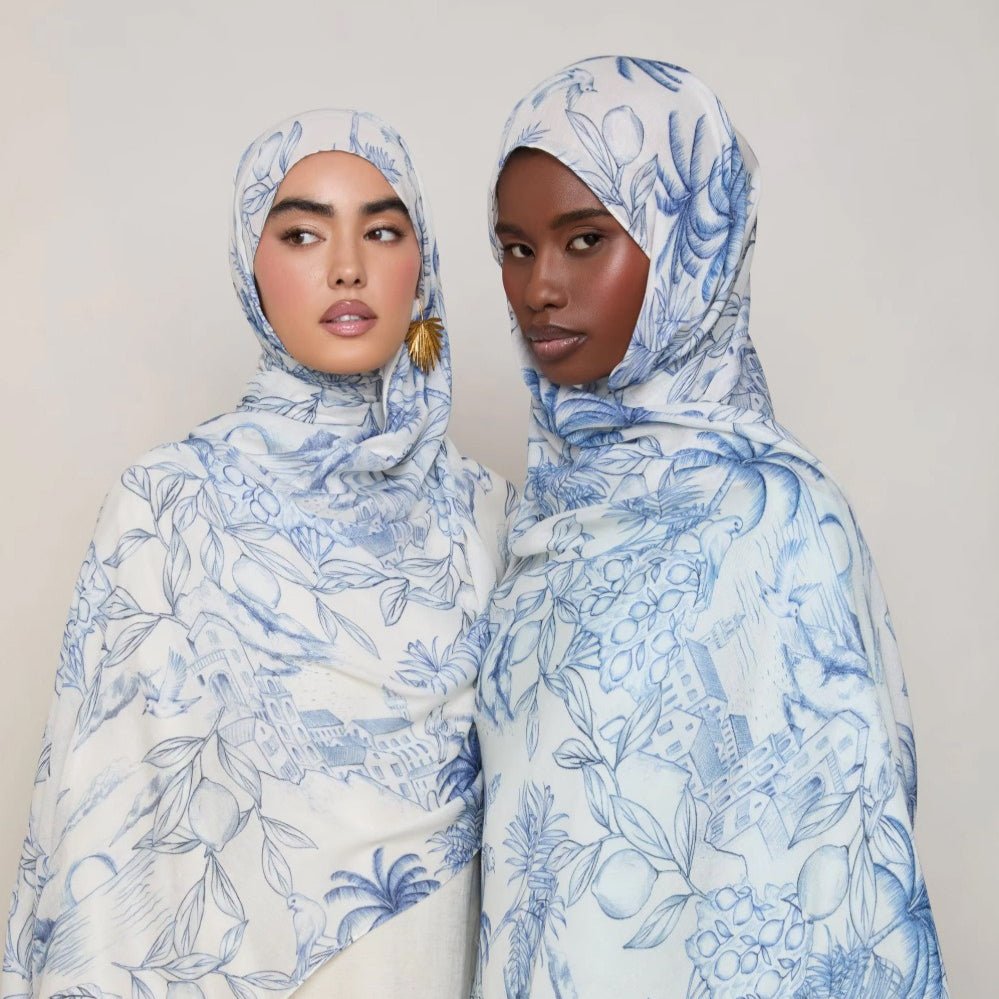 Versatile Watercolor Print Headscarf Soft Breathable Hijab (MH165) - Mariam's Collection