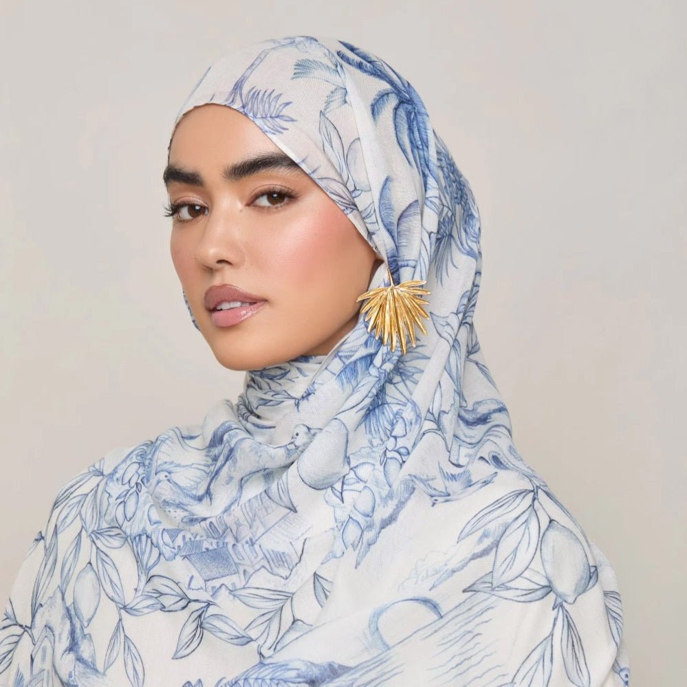 Versatile Watercolor Print Headscarf Soft Breathable Hijab (MH165) - Mariam's Collection